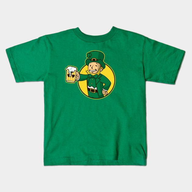 Saint Patrick's Day Gamer Beer Drinking Irish Leprechaun Kids T-Shirt by BoggsNicolas